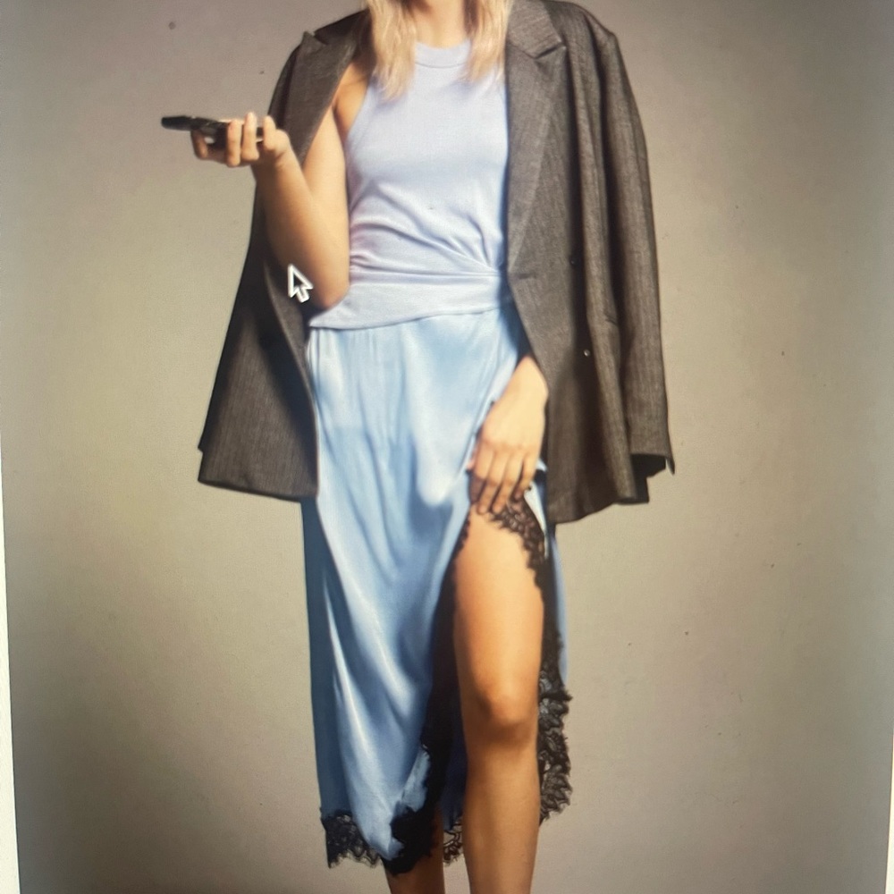 Anthropologie silver like purple twofer  tank Tiered Slip Dress Sz small